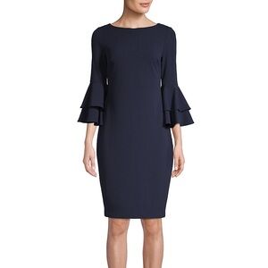 Calvin Klein Tiered Bell-Sleeve Sheath Dress